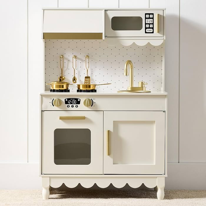 Best Choice Products Wooden Pretend Play Cottage Kitchen Kids Toy w/Storage, Scalloped Edge, 5 Ac... | Amazon (US)