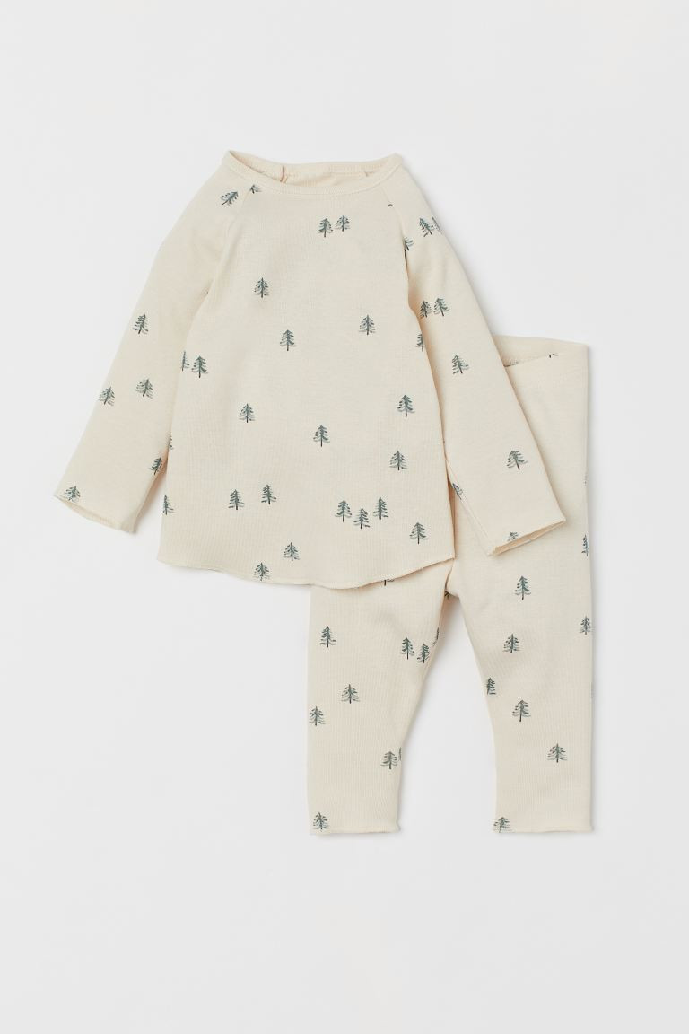 Baby Exclusive. Set with top and pants in soft, organic cotton jersey. Long-sleeved top with snap... | H&M (US + CA)