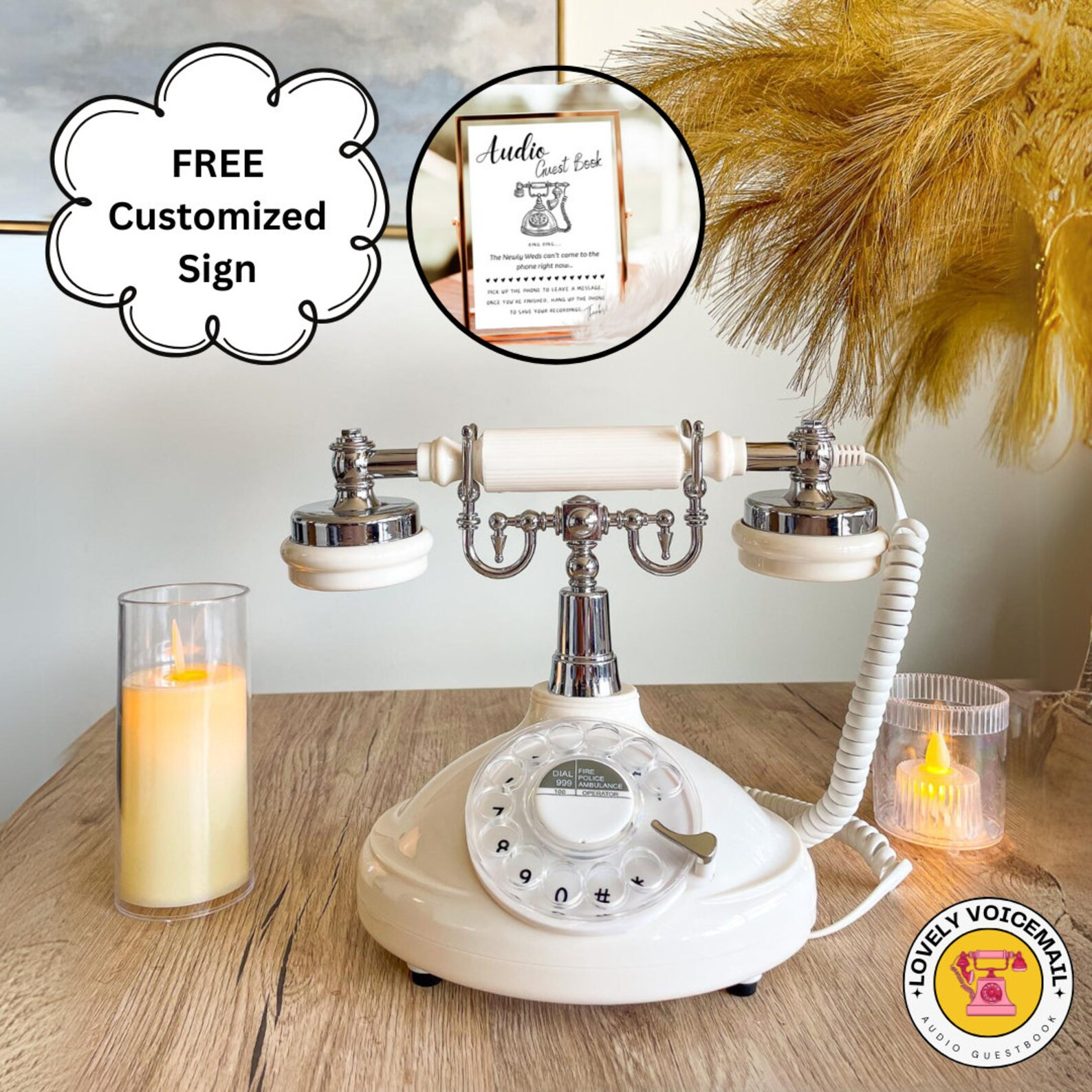 Retro Audio Guest Book Phone with Sign, FREE SHIPPING, Vintage Voicemail Guest Book perfect for W... | Etsy (US)