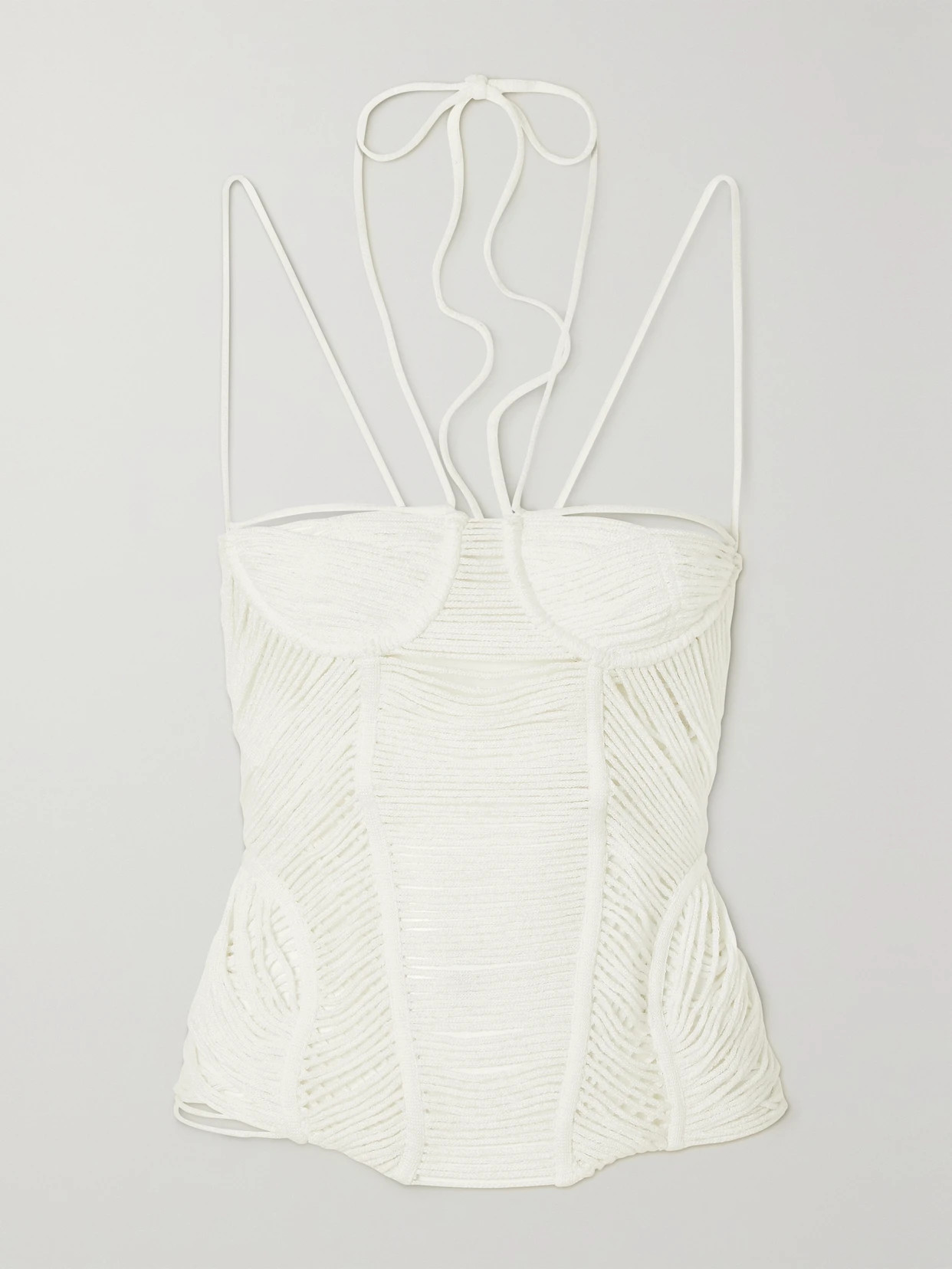 Isa Boulder - Geometry Open-knit Bustier Top - White | NET-A-PORTER (US)