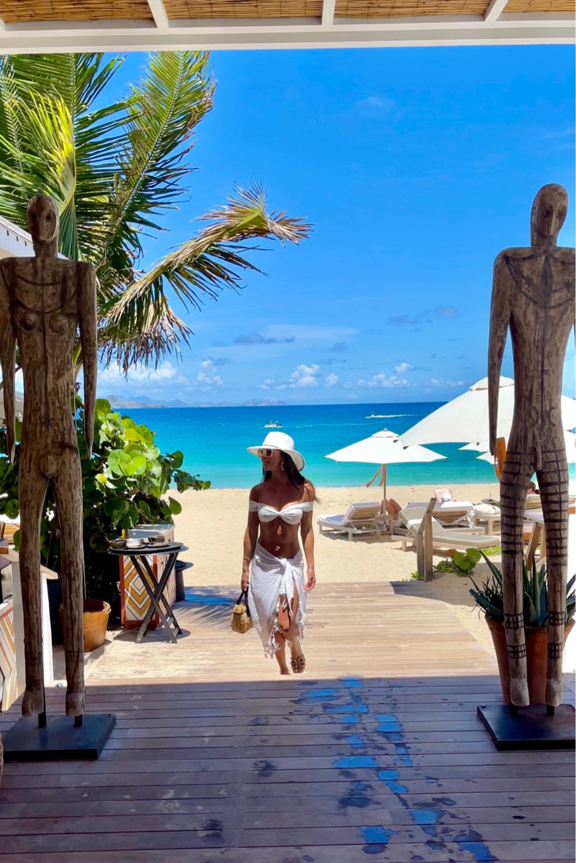 All white beach club vibes 🤍☀️ I’m wearing a size small in the bikini top and xs in the bottoms! 

#LTKswim #LTKtravel #LTKunder100