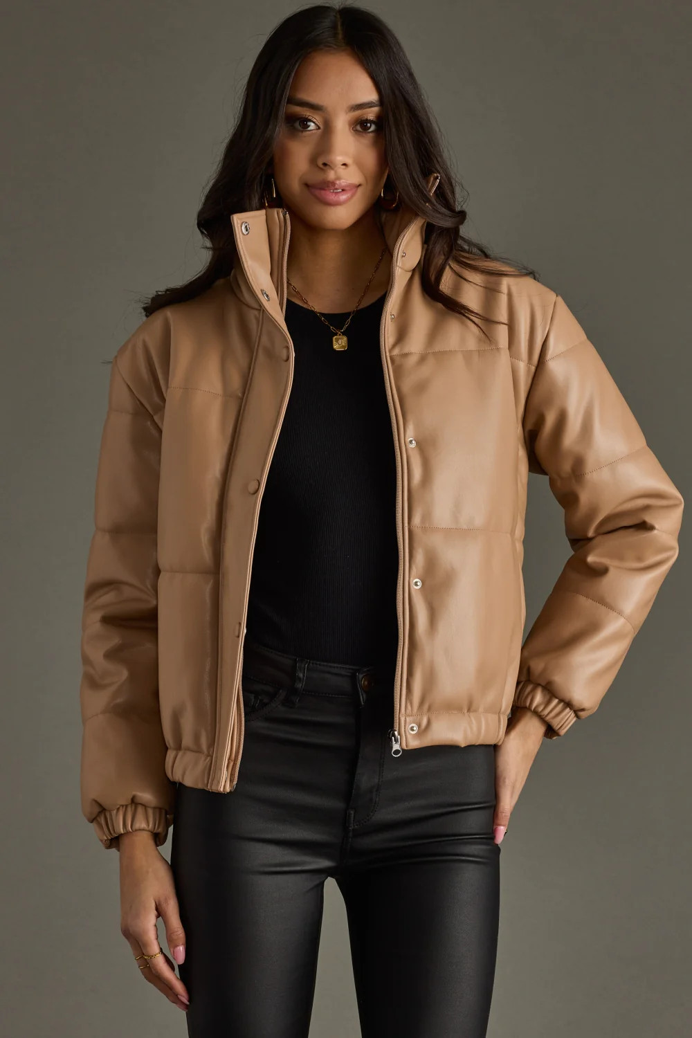 Sloane Puffer Jacket - Tan | Panache Accessories