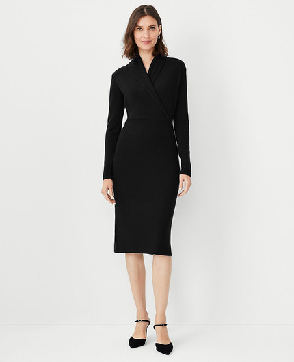 Click for more info about Cashmere Shawl Collar Wrap Sweater Dress