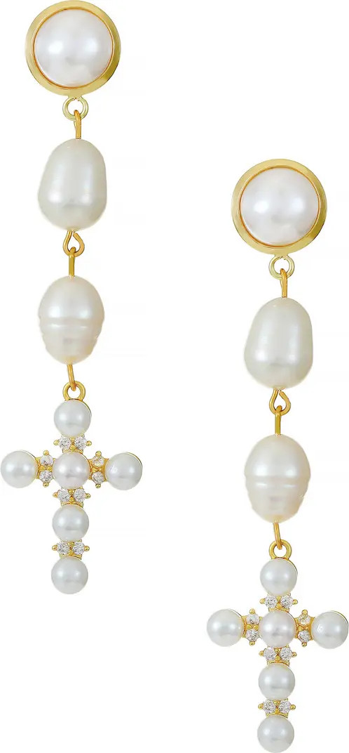 Pearl Cross Drop Earrings | Nordstrom