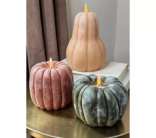 Simply Stunning S/3 Pumpkin Flameless Candles by Janine Graff - QVC.com | QVC
