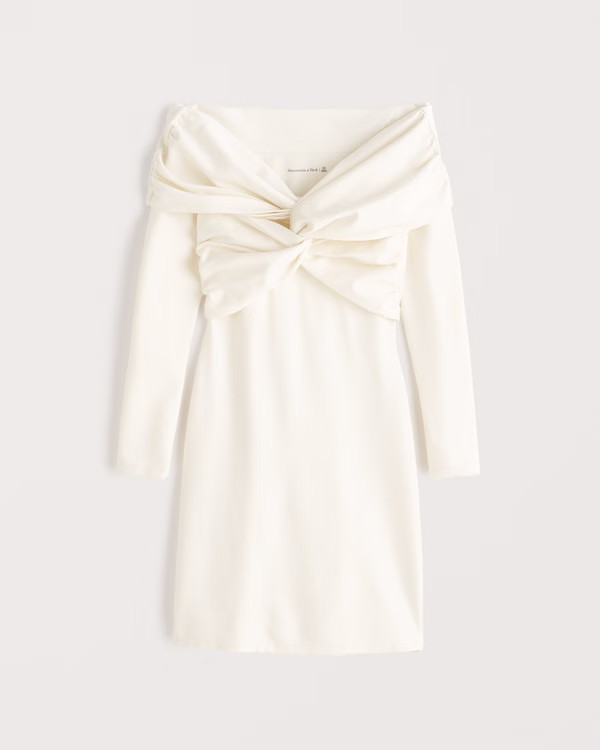 Off-The-Shoulder Twist-Front Mini Dress | Abercrombie & Fitch (US)