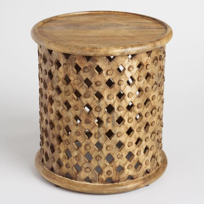 Tribal Carved Wood Accent Table | World Market