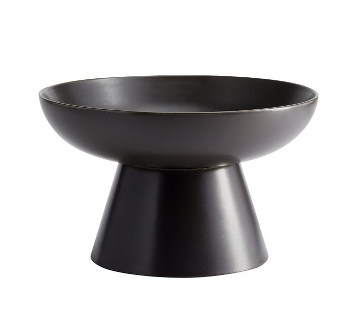 Mason Stoneware Footed Serving Bowls - Charcoal | Pottery Barn (US)