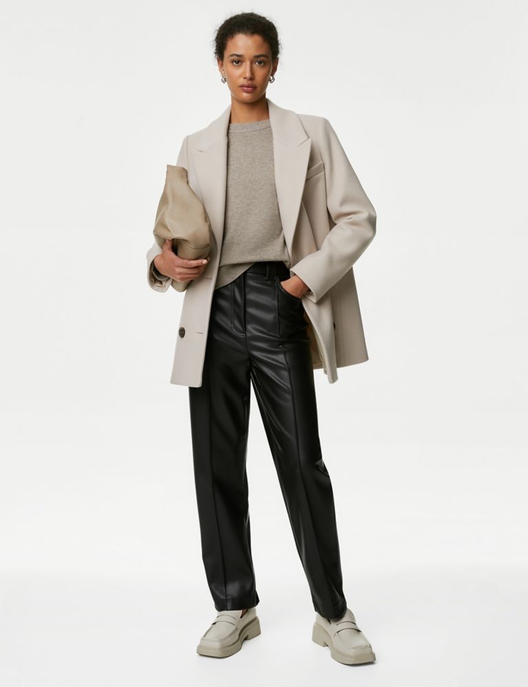 Leather Look Straight Leg Cropped Trousers | Marks & Spencer (UK)