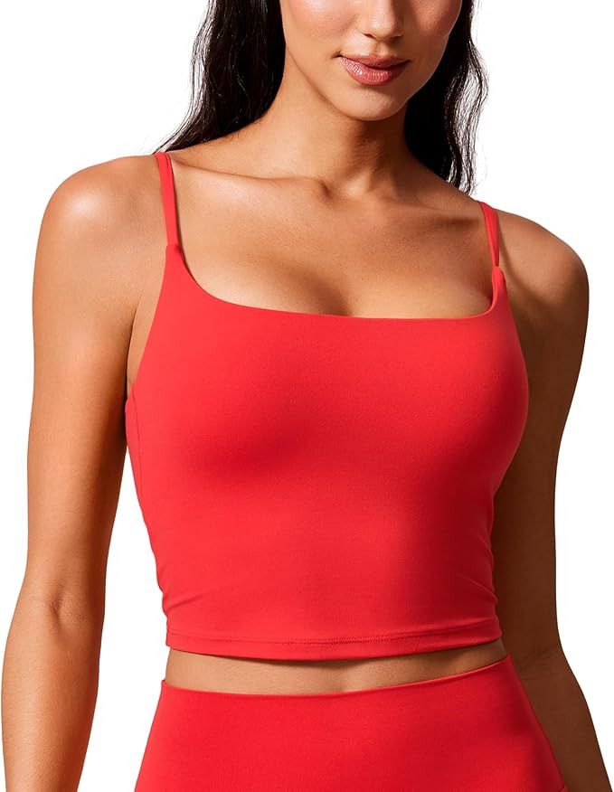 CRZ YOGA Butterlift Womens Scoop Neck Longline Sports Bra - U Back Adjustable Straps Workout Crop... | Amazon (US)