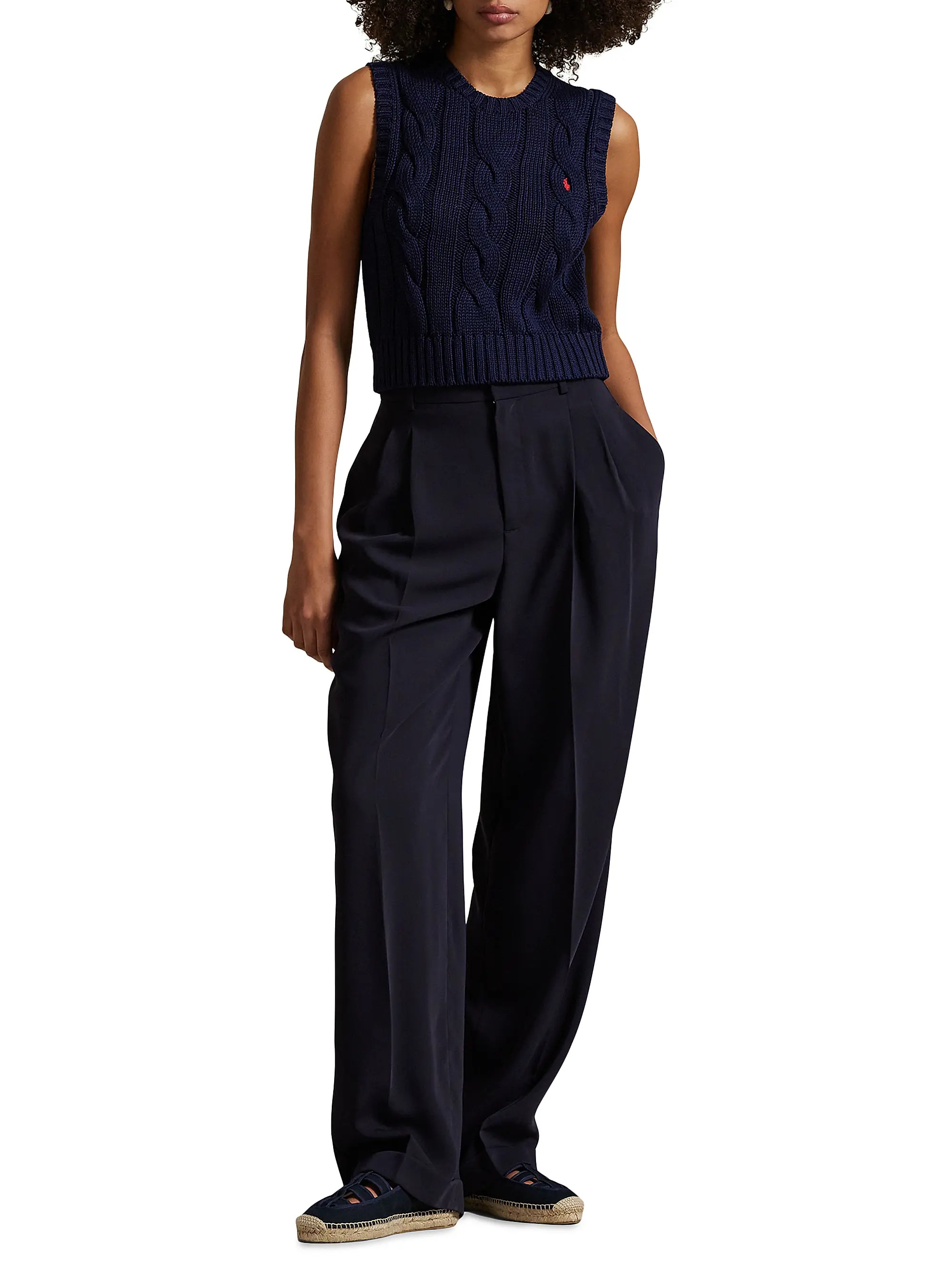 Cable-Knit Cotton Crop Vest | Saks Fifth Avenue