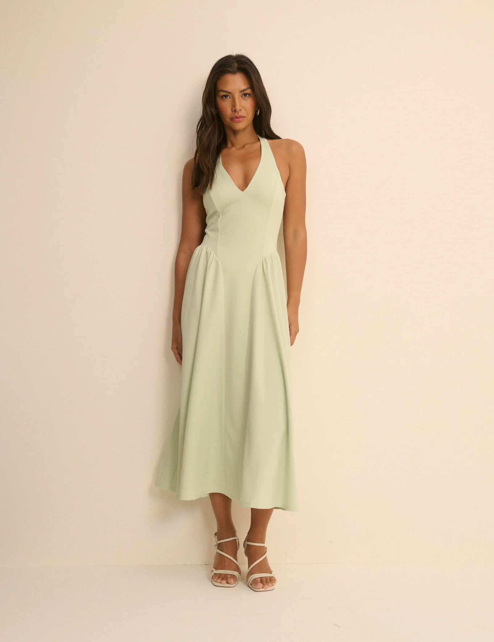 Mint Green Halterneck Amie Midi Dress | Nobody's Child