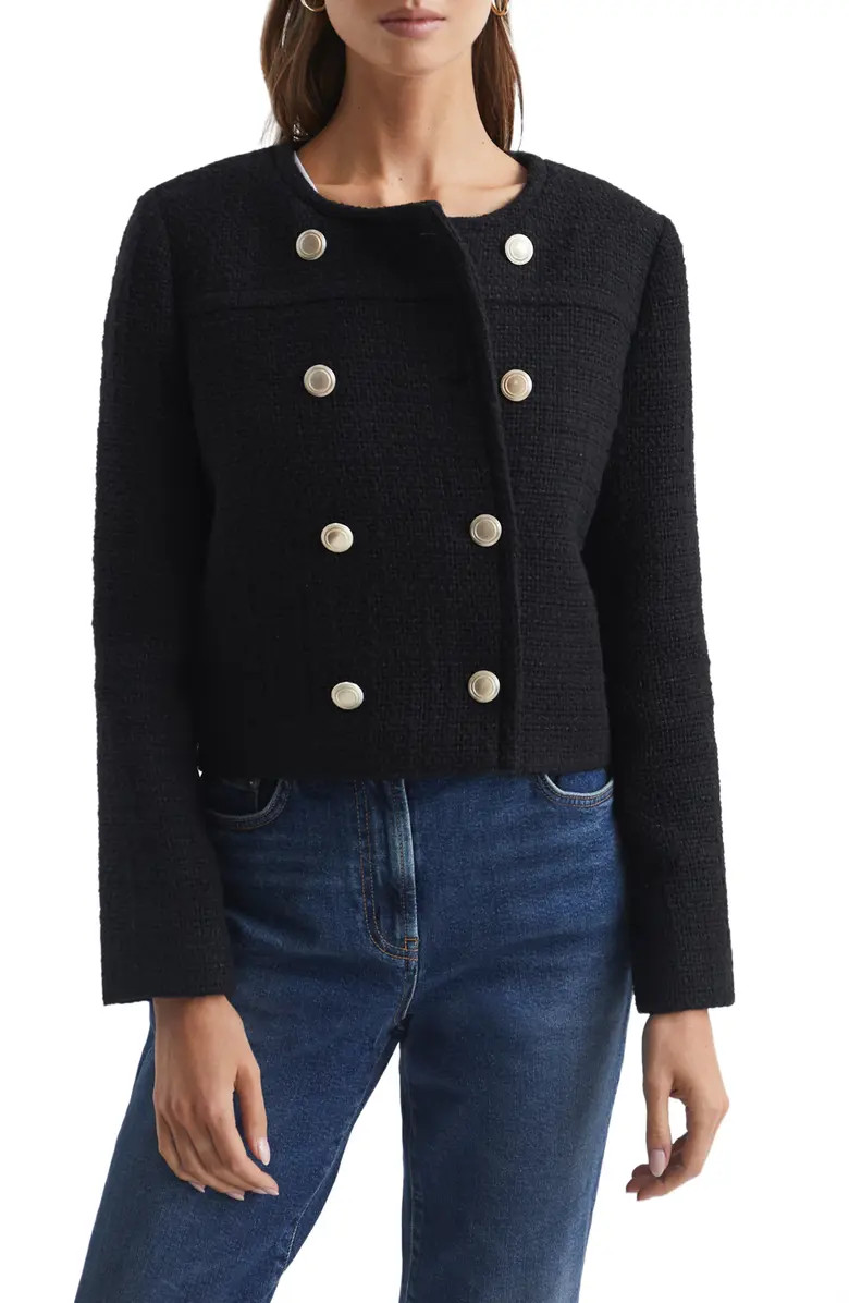 Esmie Double Breasted Tweed Crop Jacket | Nordstrom