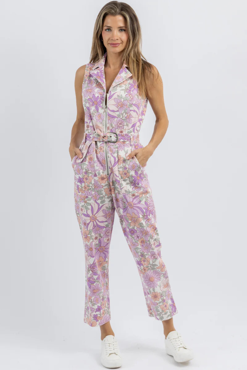 JUNE LAVENDER FLORAL JUMPSUIT | L'ABEYE