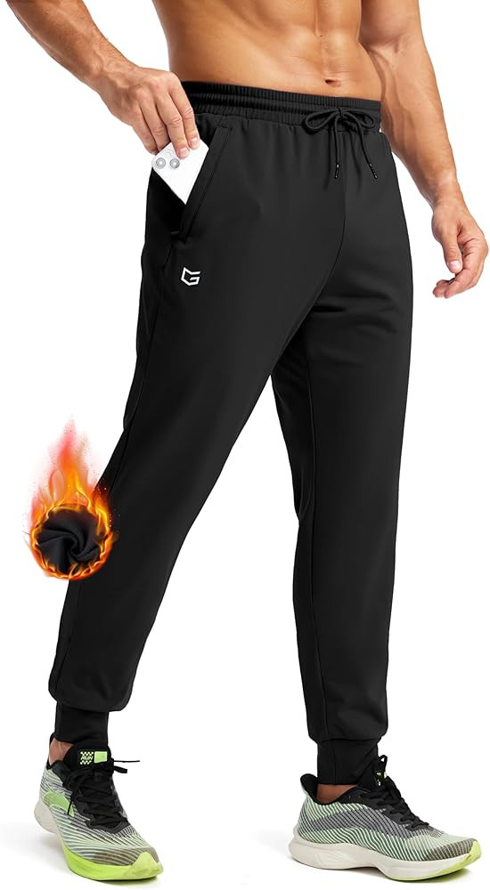 G Gradual Men's Fleece Joggers with Zipper Pockets Winter Warm Pants Water Resistant Athletic Wor... | Amazon (US)