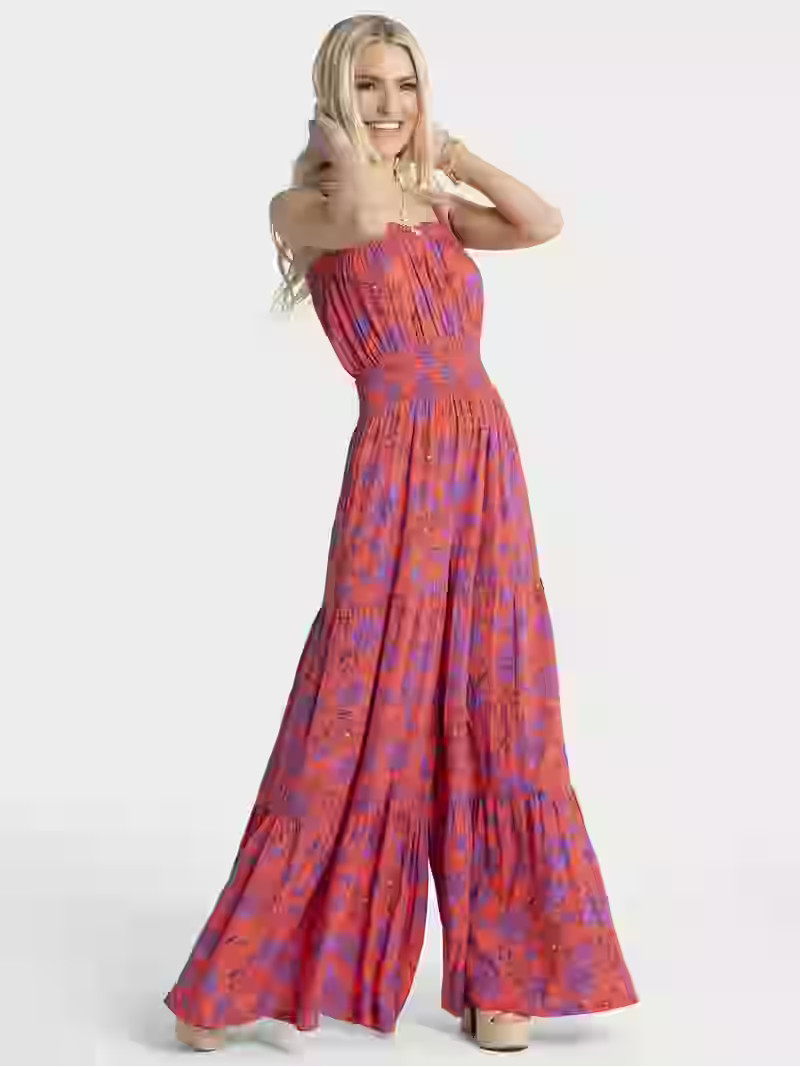 Jessica Simpson Women's Delene Smocked Jumpsuit, Sizes XS-XL - Walmart.com | Walmart (US)