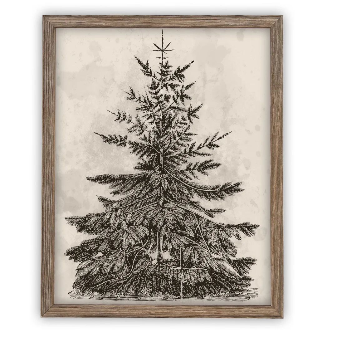 Vintage Framed Canvas Art  // Framed Vintage Christmas Print // Vintage Painting // Christmas Tre... | Etsy (US)