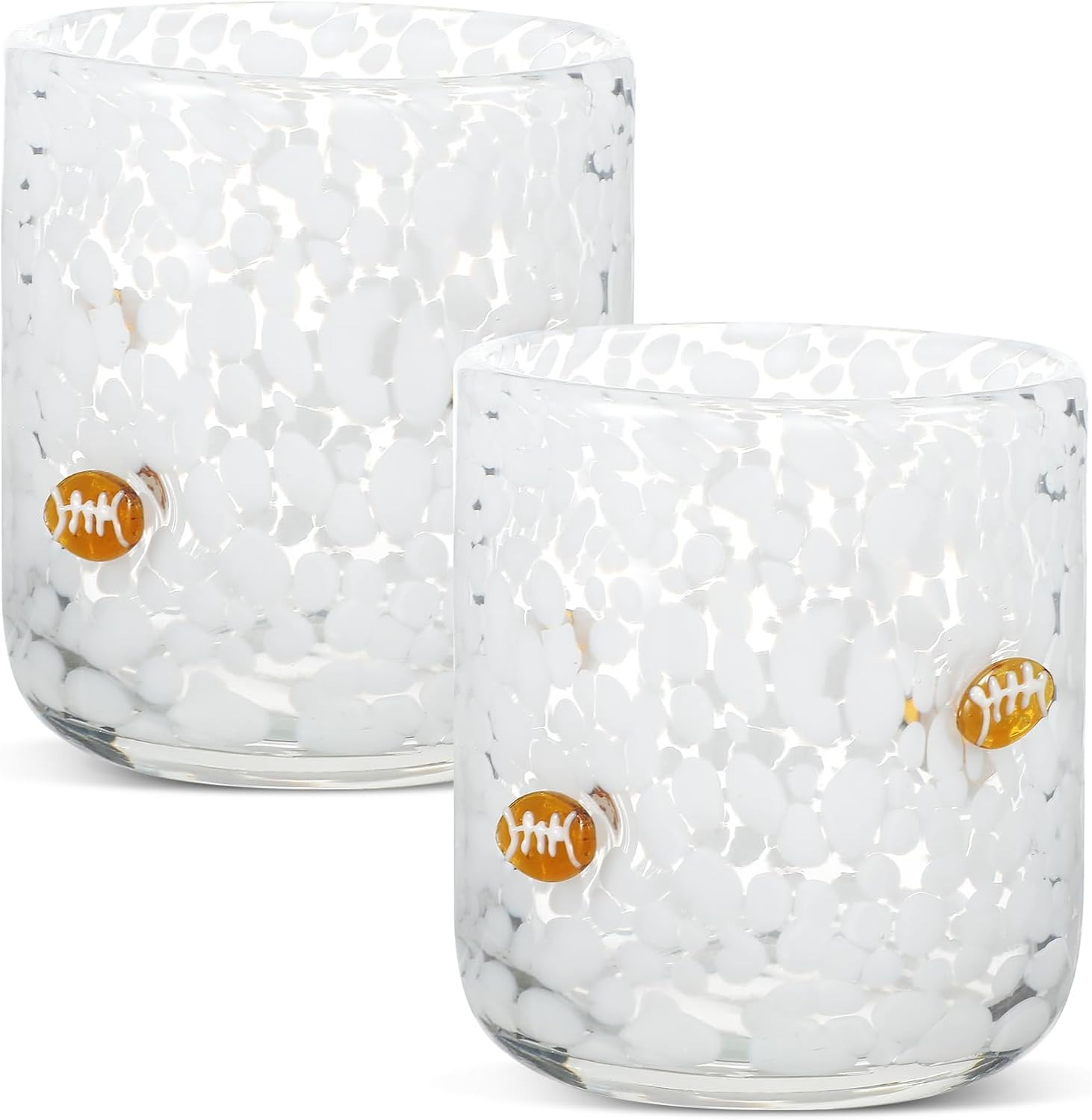 SiliFine 2 PCS Football Icon Glass Cups, White | Amazon (US)