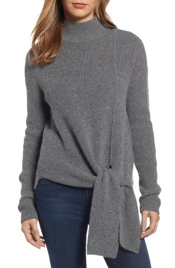 Women's Halogen Tie Hem Sweater, Size X-Small - Grey | Nordstrom