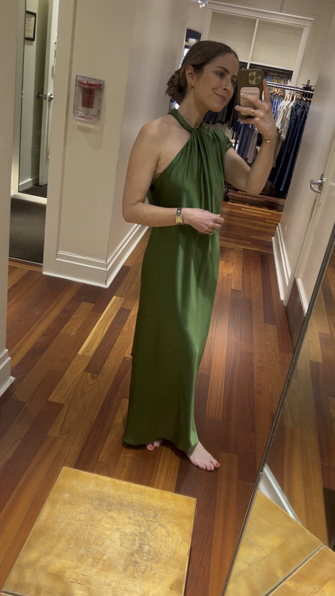 Banana republic green silk 2024 dress