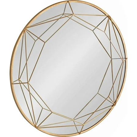 ZCYH and Laurel Keyleigh Modern Round Metal Framed Wall Mirror 30 Diameter Gold Chic Geometric Mirro | Walmart (US)