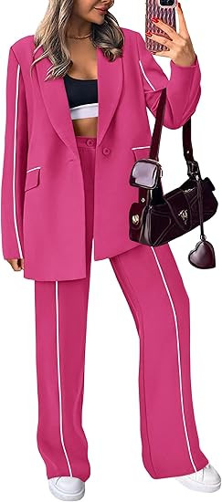 PRETTYGARDEN Women's Fall Spring 2 Piece Blazer Outfits Business Casual Oversized Jacket Wide Leg... | Amazon (US)