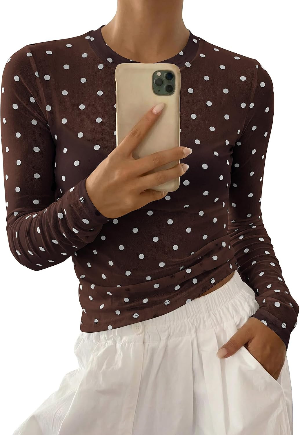 BTFBM Polka Dot Top Long Sleeve Shirts for Women | Amazon (US)