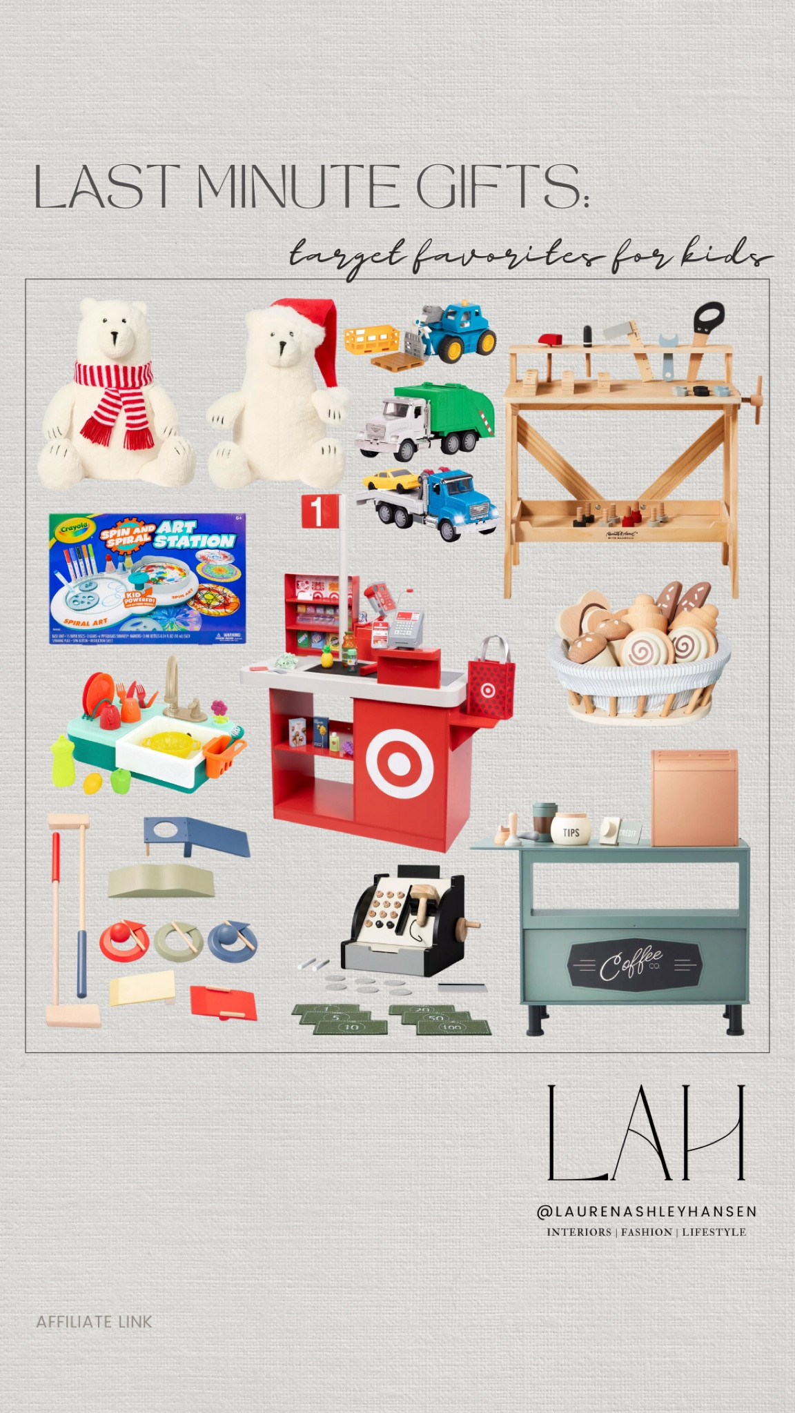 Target last minute gifts for the kids! All of these Target finds will arrive prior to Christmas, or select drive up for even quicker arrival! Trucks, kitchens, tool sets, bears, cash register, and more! 

#LTKGiftGuide #LTKKids