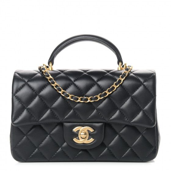 CHANEL

Lambskin Quilted Mini Top Handle Rectangular Flap Black | Fashionphile