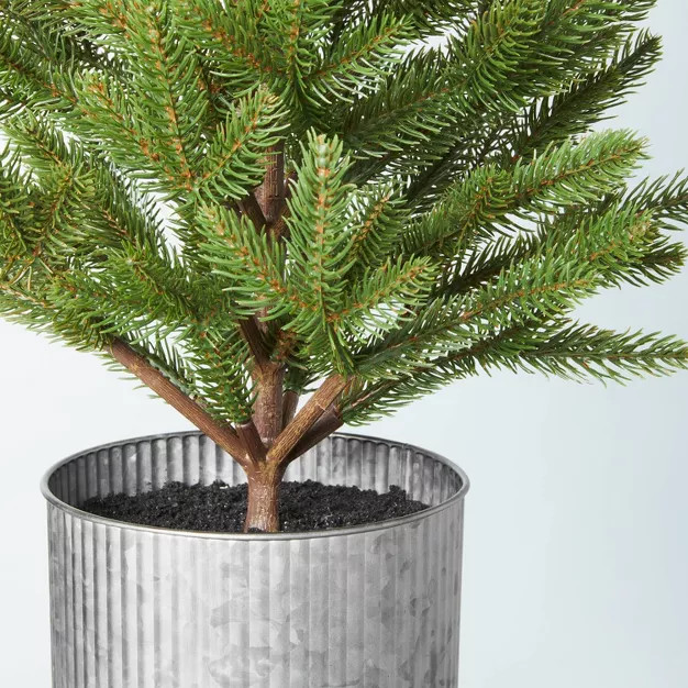 Faux Pine Tree in Galvanized Metal Porch Pot - Hearth & Hand™ with Magnolia | Target
