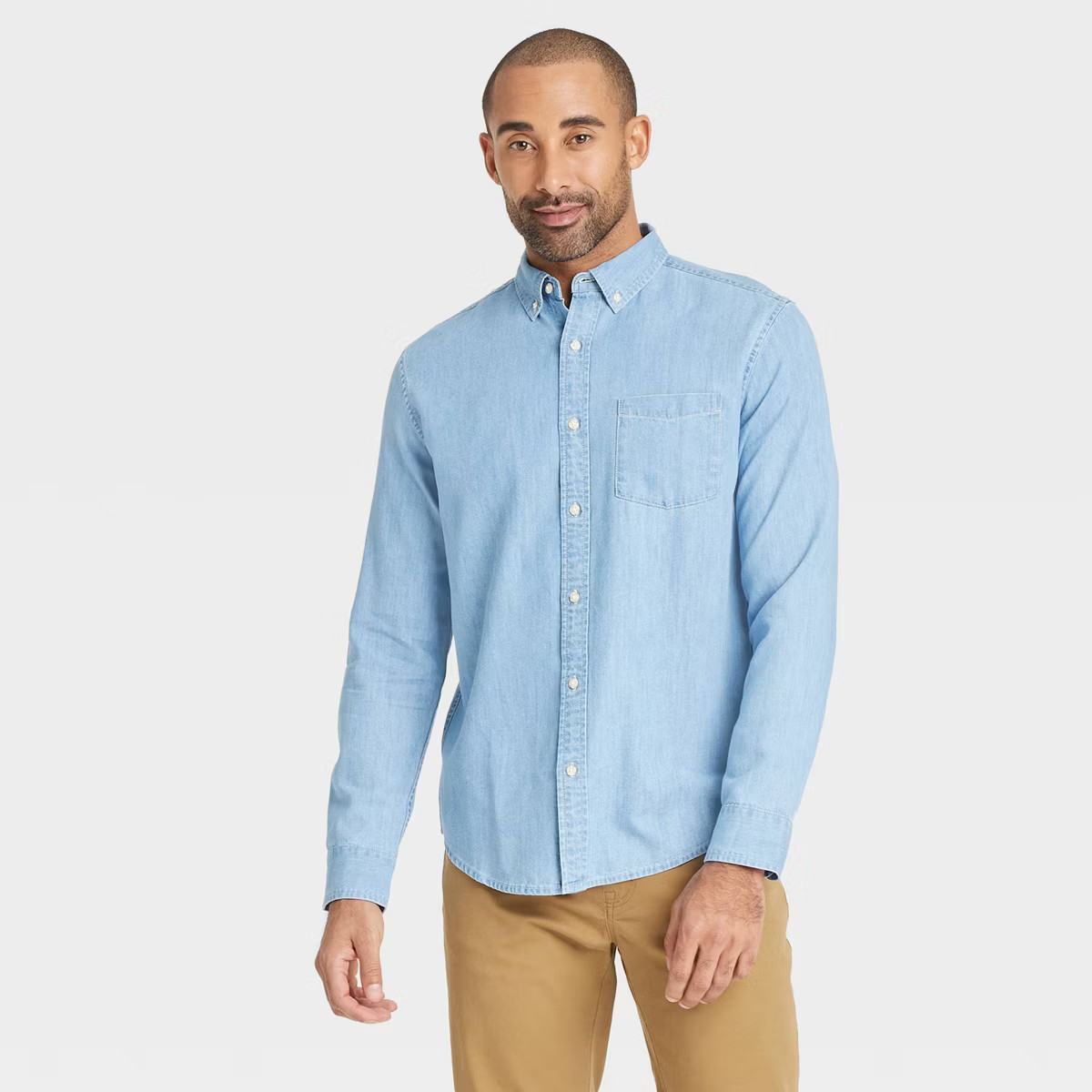 Men's Every Wear Long Sleeve Denim Shirt - Goodfellow & Co™ Blue M | Target