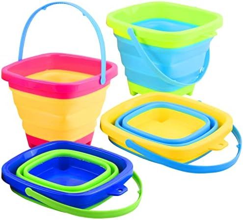 JOYIN 4 Easter Collapsible Basket Buckets , 2L Square Foldable Pail Portable Bucket for Beach, Campi | Amazon (US)