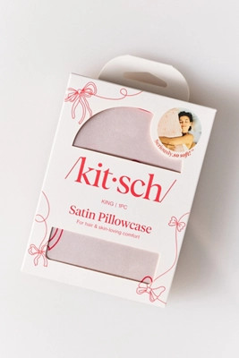 KITSCH Striped Bows Satin King Pillowcase | Anthropologie (US)