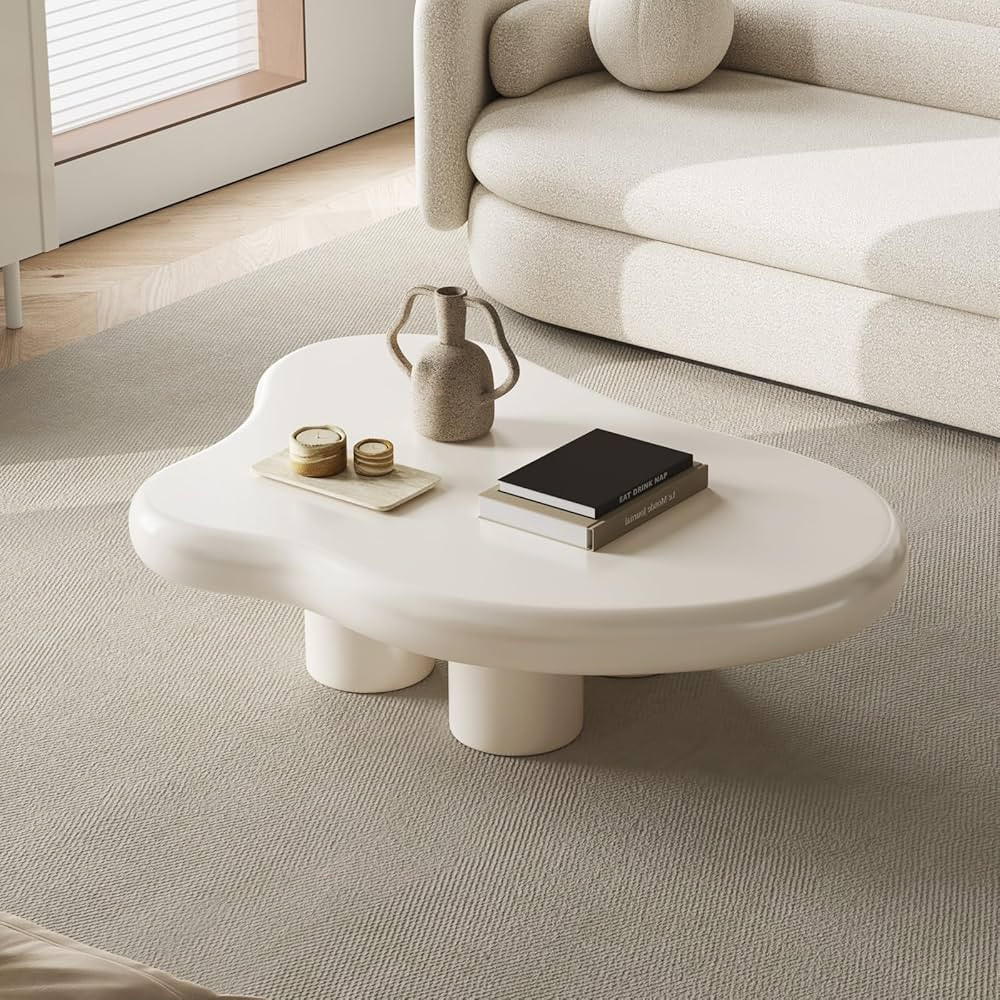 QEZEOM White Cloud Coffee Table, Irregular Shape Wavy, Unique Living Room Coffee Table, Modern Ae... | Amazon (CA)