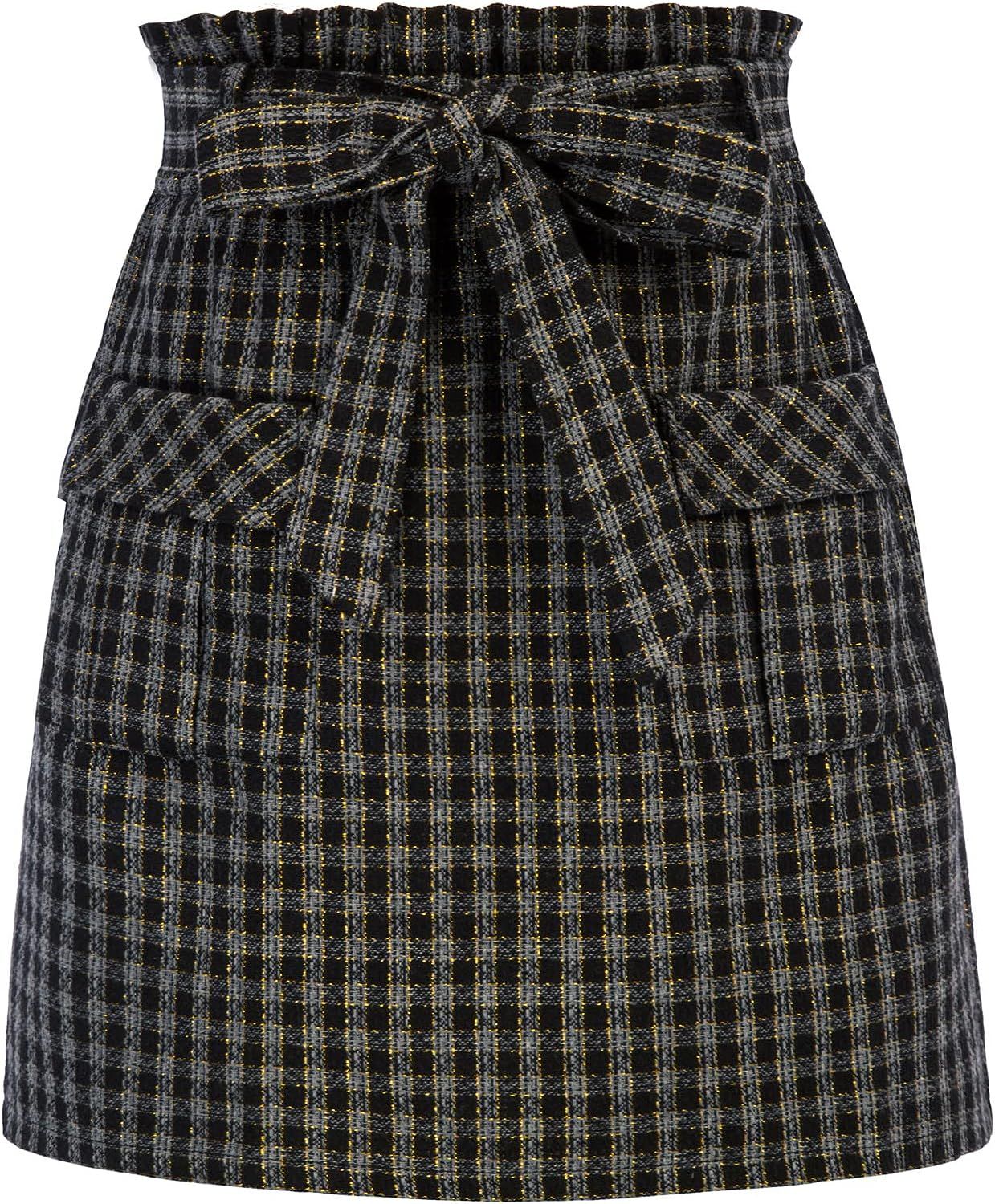 KANCY KOLE Women High Waist Paperbag Skirt Casual Short A-Line Skirts with Pockets S-XXL | Amazon (US)