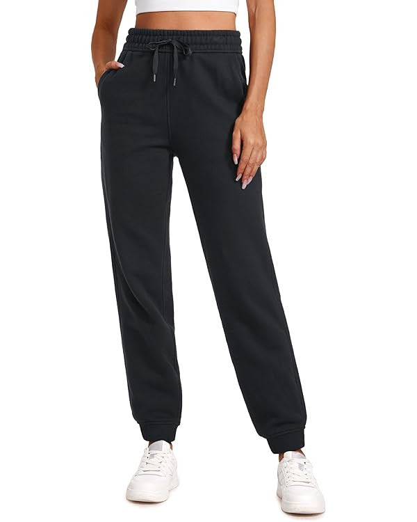 CRZ YOGA Cotton Fleece Lined Sweatpants Women High Waisted Warm Casual Lounge Jogger Pants with P... | Amazon (US)