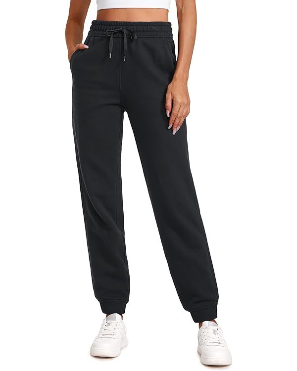 CRZ YOGA Cotton Fleece Lined Sweatpants Women High Waisted Warm Casual Lounge Jogger Pants with P... | Amazon (US)