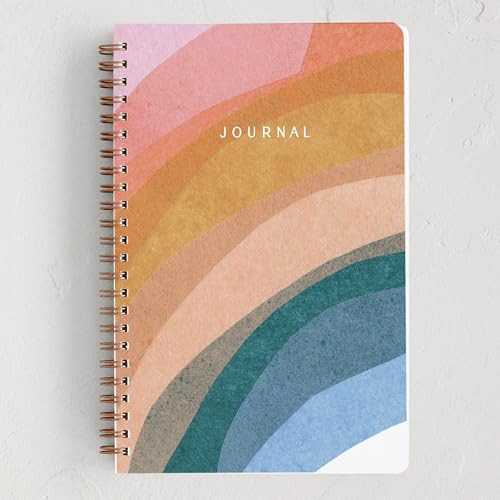 Minted Rainbow Collage Notebook, Writing Journal for Notes & Journaling, Durable Acrylic Free Cover, Modern, Colorful & Simple Spiral Bound Journal Notebook with 80 Lined Pages, 5.5" x 8.5" | Amazon (US)