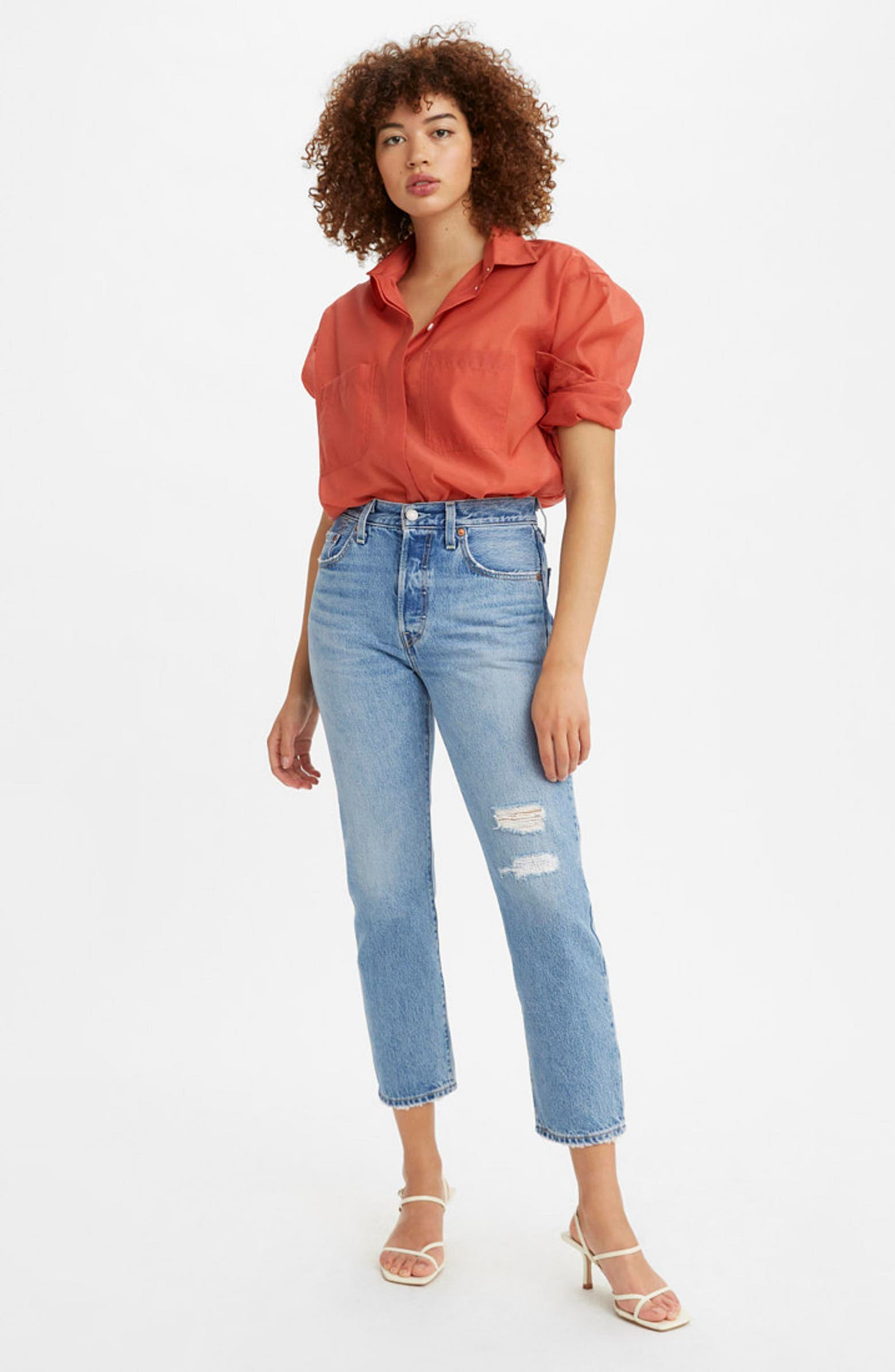 501® Distressed Crop Jeans | Nordstrom