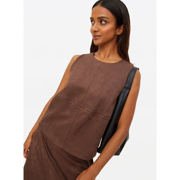 Buy Brown Faux Suede Sleeveless Co-ord Top  XL | Tops | Argos | argos.co.uk
