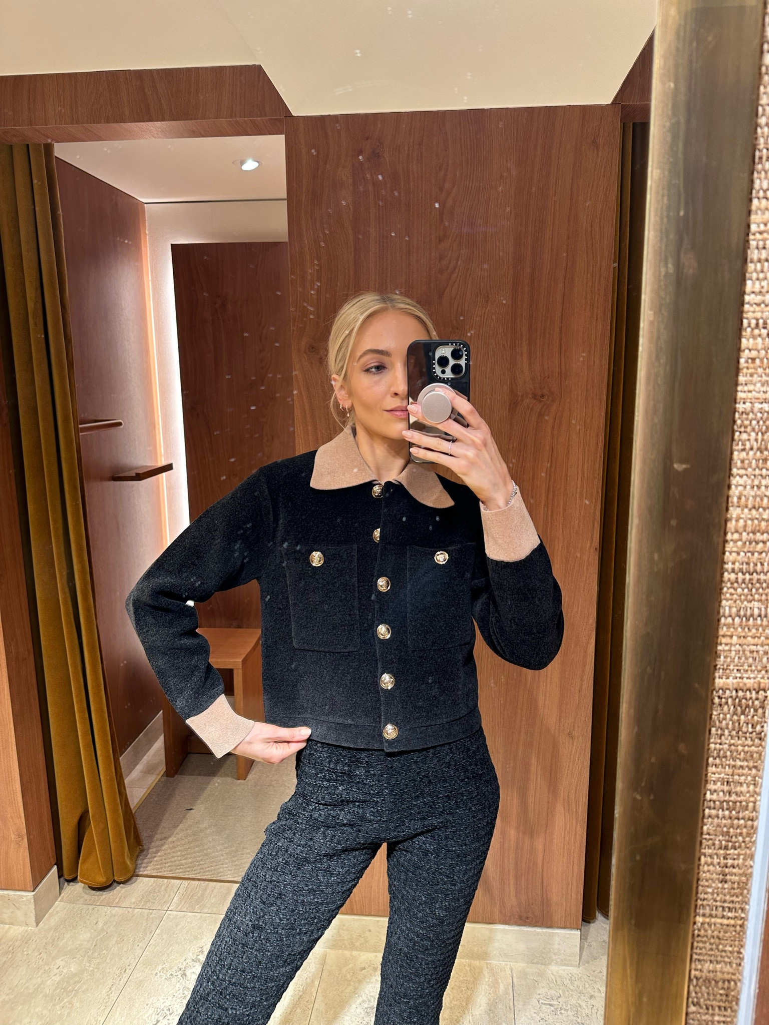 Shopped at Sandro in Paris and picked up this “coatigan” and these velvet pants plus the cream jacket linked below. Super happy with my Paris purchases - Sandro has 25% off on the site and Bloomies too - also carries this! 

Sizes worn here:
Coatigan XS/0
Pant XS/FR 34