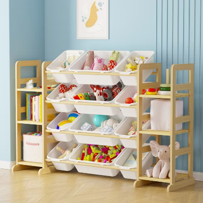 Toy Storage Organizer with 6 Shelves & 12 Bins, Kids Bookshelf and Bin Shelf for Bedroom, Playroom Organization and Decor | Target
