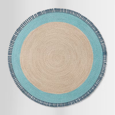 6' Round Fringe Outdoor Rug Aqua - Opalhouse™ | Target