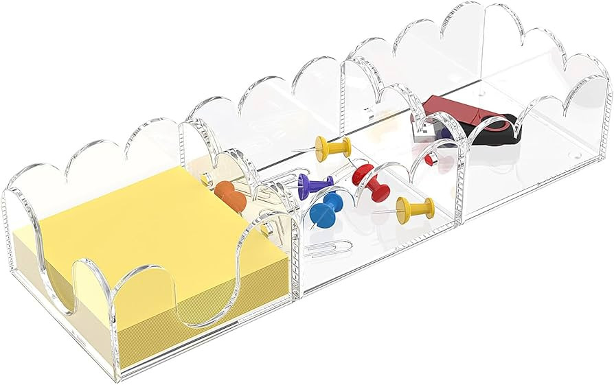 YAGELI Magnetic 3-in-1 Acrylic Sticky Note Holder Dispenser | Modern Desktop Organizer for 3x3 Po... | Amazon (US)