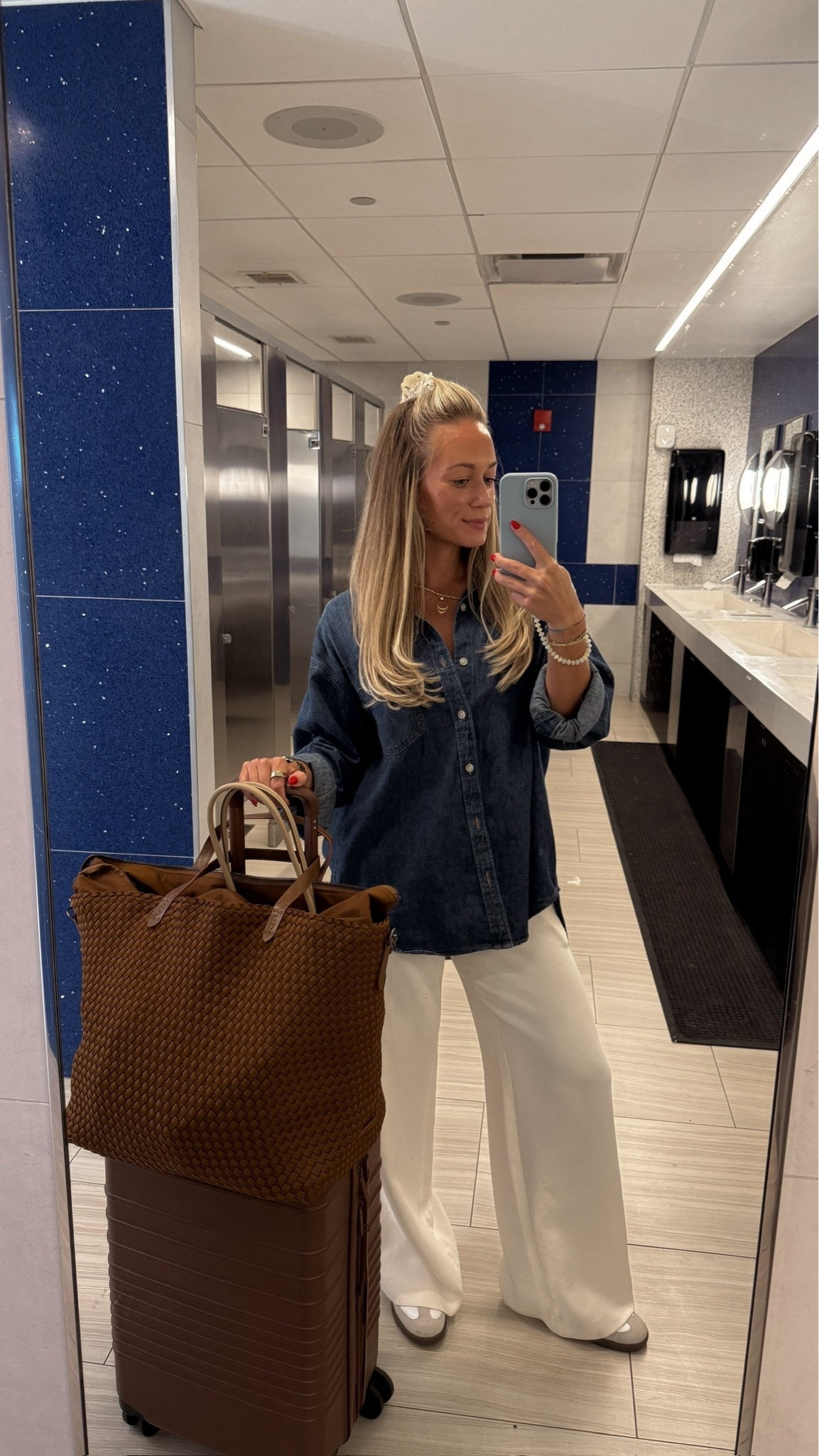 Travel OOTD ✈️ The usual travel uniform with @Aritzia oversized denim shirt and lodge pants + NEW Naghedi tote style! 

Travel outfit, plane outfit, Naghedi totes, Naghedi weekender bag

#LTKTravel #LTKootd