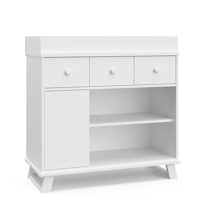 Stork Craft Modern Nursery Baby Dresser With Changing Table Top & Drawers (White with White) – ... | Amazon (US)