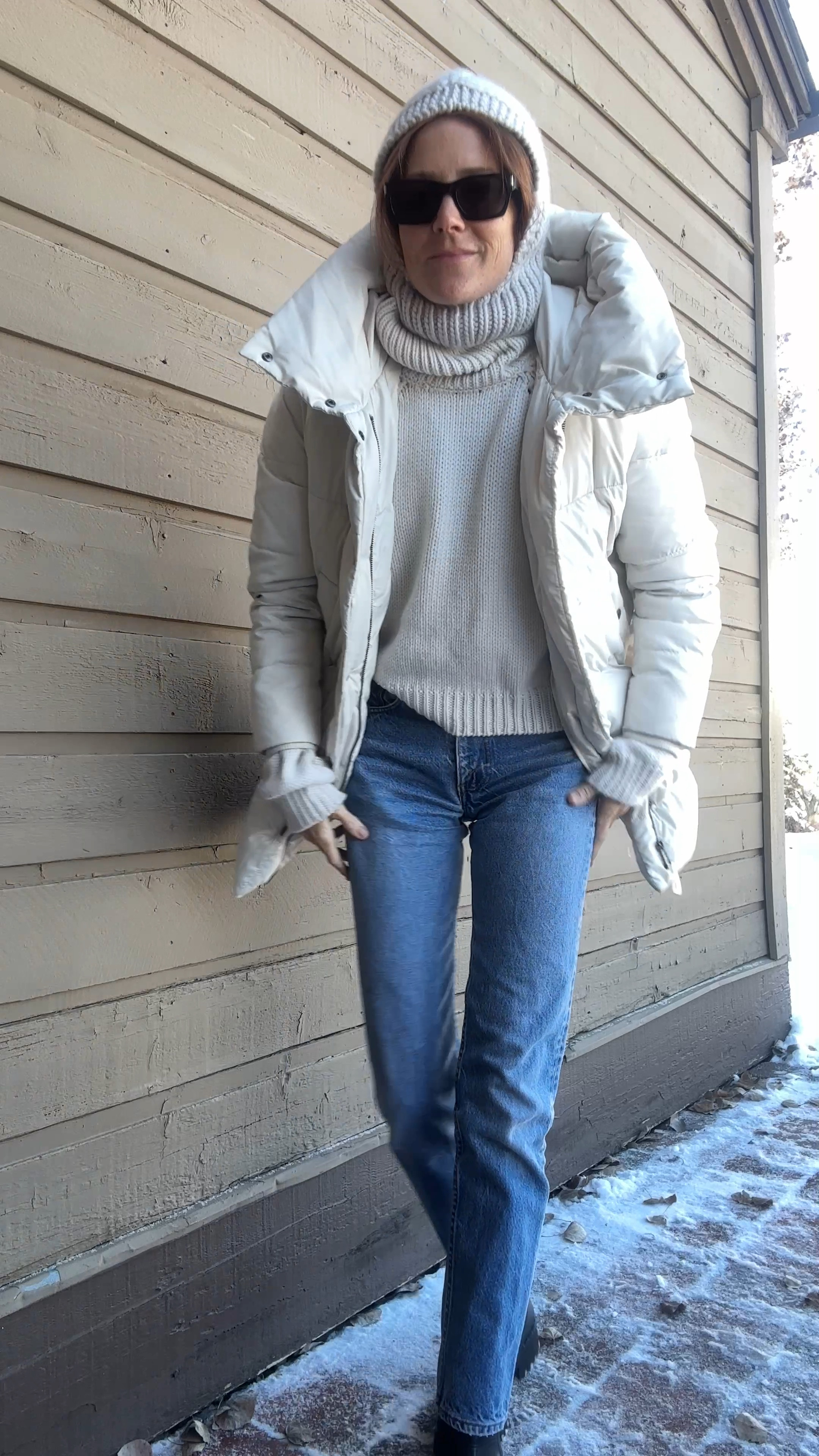 Winter white layers for a freezing cold day in Sun Valley. Love this Janessa Leone knit hood for chic winter look. 

#LTKstyletip #LTKSeasonal #LTKsalealert