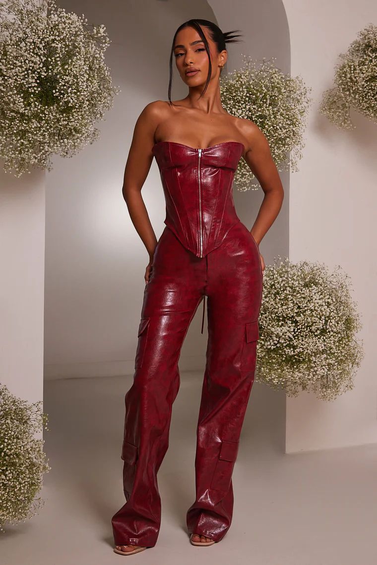 The Leather Pocket Trousers - Deep Red | Mars The Label