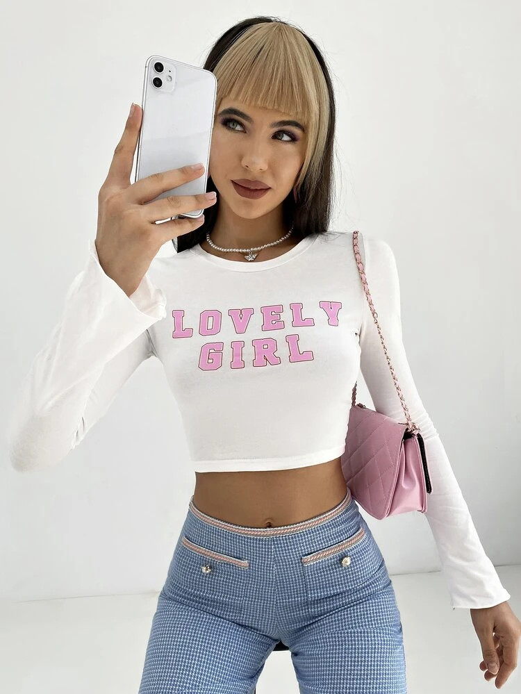 SHEIN Letter Graphic Crop Tee | SHEIN