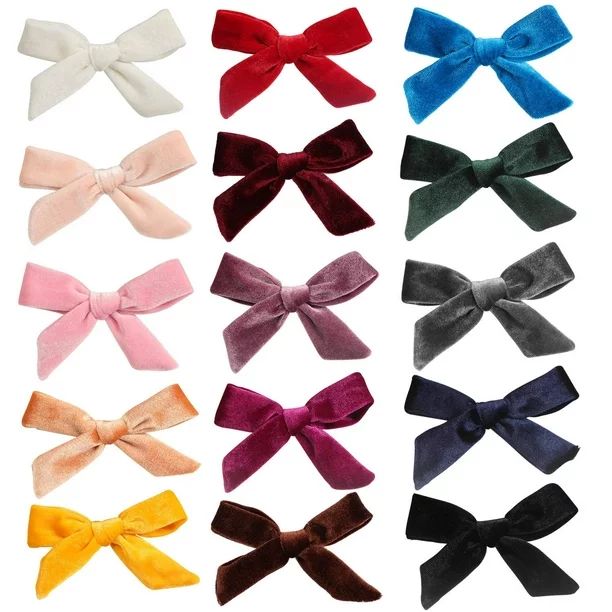 15 Pack Velvet Bow Alligator Hair Clips Barrettes Accessories for Baby Girls Toddlers Teens Kids ... | Walmart (US)